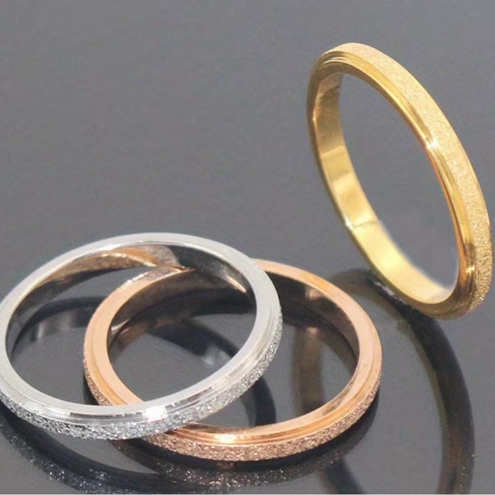 Men’s Luxury Collection Minimalist Titanium Steel Trio 2mm Bands Size 12